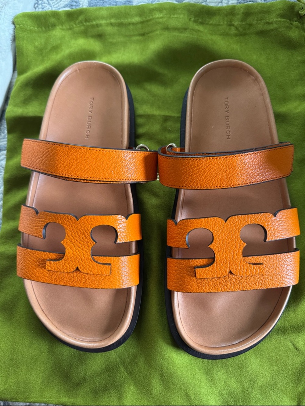 NIB Tory Burch Ines Sport Slide - Orange Citrus